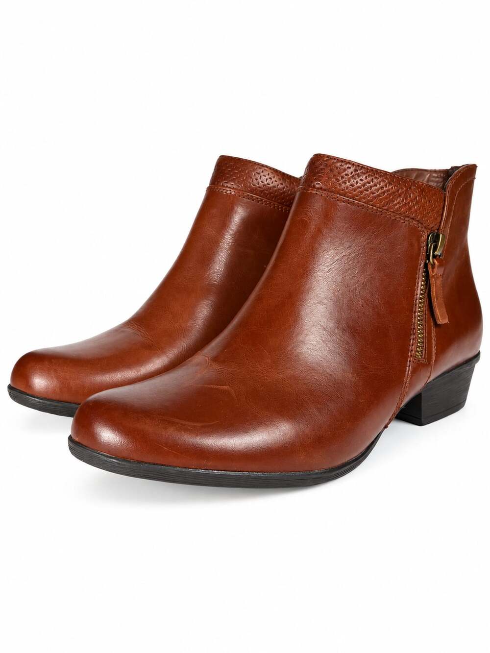 Rockport Carly Ankle Booties Size 11 Brown Leather Side Zip